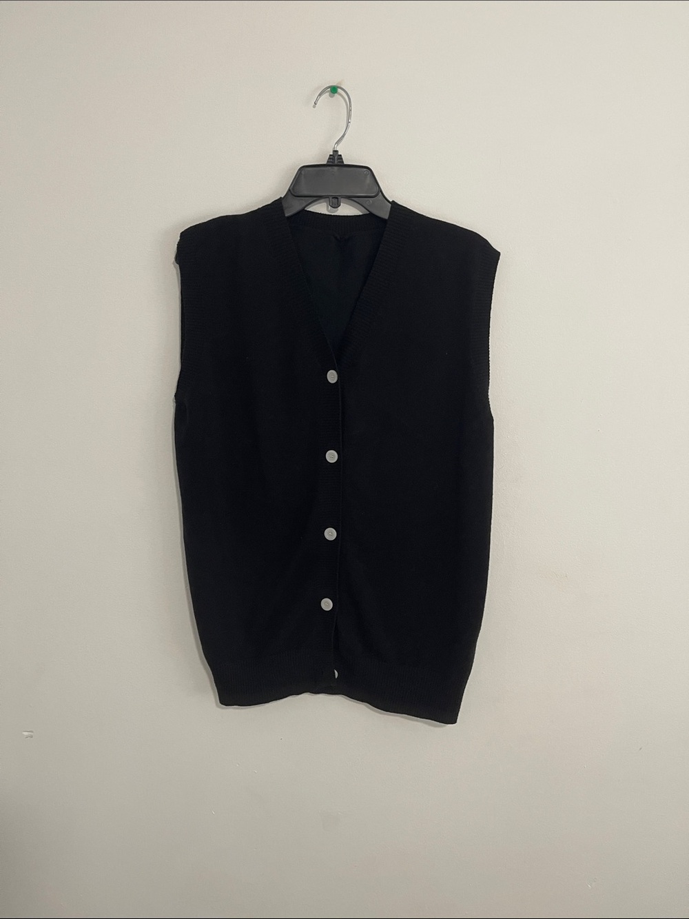 Men's Black V-Neck Button Front Sweater Vest